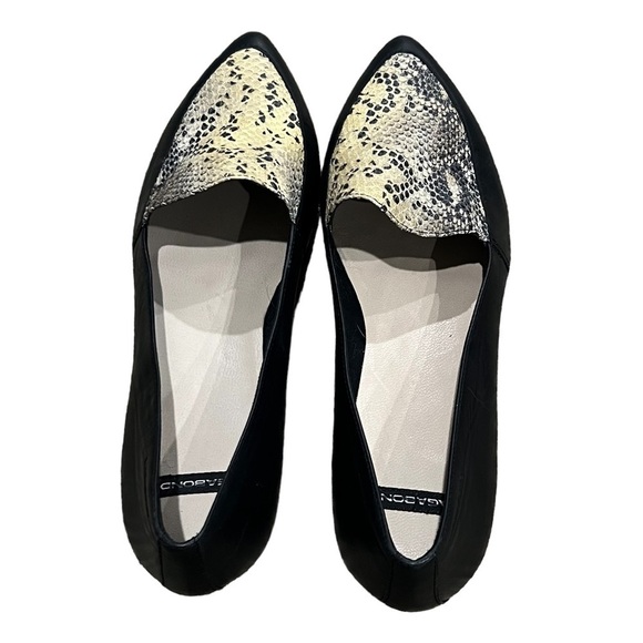 Vagabond Black Leather Snake Skin Print Pointed Toe Loafers Size 40 Women's - Picture 5 of 9